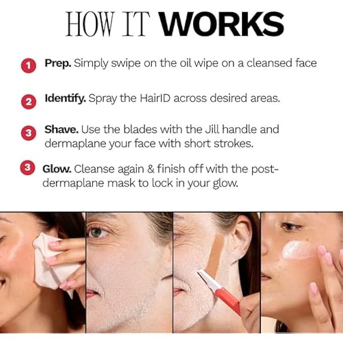 Jill HAIR IDENTIFYING SPRAY  DERMAPLANING & FACIAL HAIR PREP MIST FOR WOMEN, HIGHLIGHTS PEACH FUZZ & FINE HAIRS FOR PRECISE SHAVING & EXFOLIATION, 2 FL OZ - Image 4